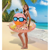 POZA Inflatable Duck Pool Float Tube for Kids and Adults - Rose Gold - 36 inches
