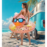 POZA Inflatable Duck Pool Float Tube for Kids and Adults - Rose Gold - 36 inches