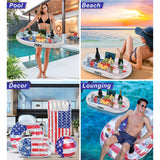 POZA Inflatable USA Flag Floating Cooler with Sparkly Confetti - 39×23 Inch