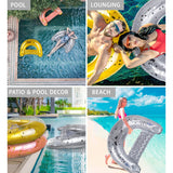 POZA Silver Inflatable Pool Float Chair Filled with Sparkle Confetti - 48 x 38 Inch