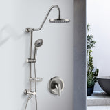 PROOX 8 Inch Rain Shower Head with Handheld Shower System with Slide Bar Soap Bracket Dish Valve Included