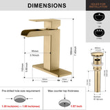PROOX Bathroom Waterfall Faucet Single Handle with Drain Assembly
