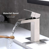 PROOX Bathroom Waterfall Faucet Single Handle with Drain Assembly