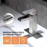 PROOX Bathroom Waterfall Faucet Single Handle with Drain Assembly