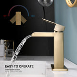 PROOX Bathroom Waterfall Faucet Single Handle with Drain Assembly