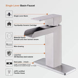 PROOX Bathroom Waterfall Faucet Single Handle with Drain Assembly
