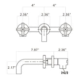 PROOX Double Handle Wall Mounted Bathroom Faucet With Drain Assembly