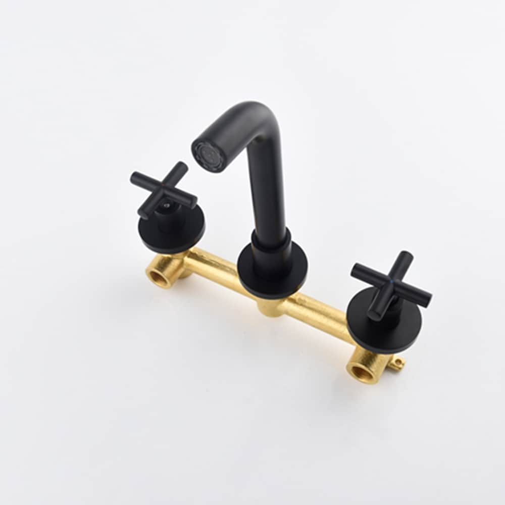 PROOX Double Handle Wall Mounted Bathroom Faucet With Drain Assembly