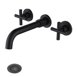 PROOX Double Handle Wall Mounted Bathroom Faucet With Drain Assembly