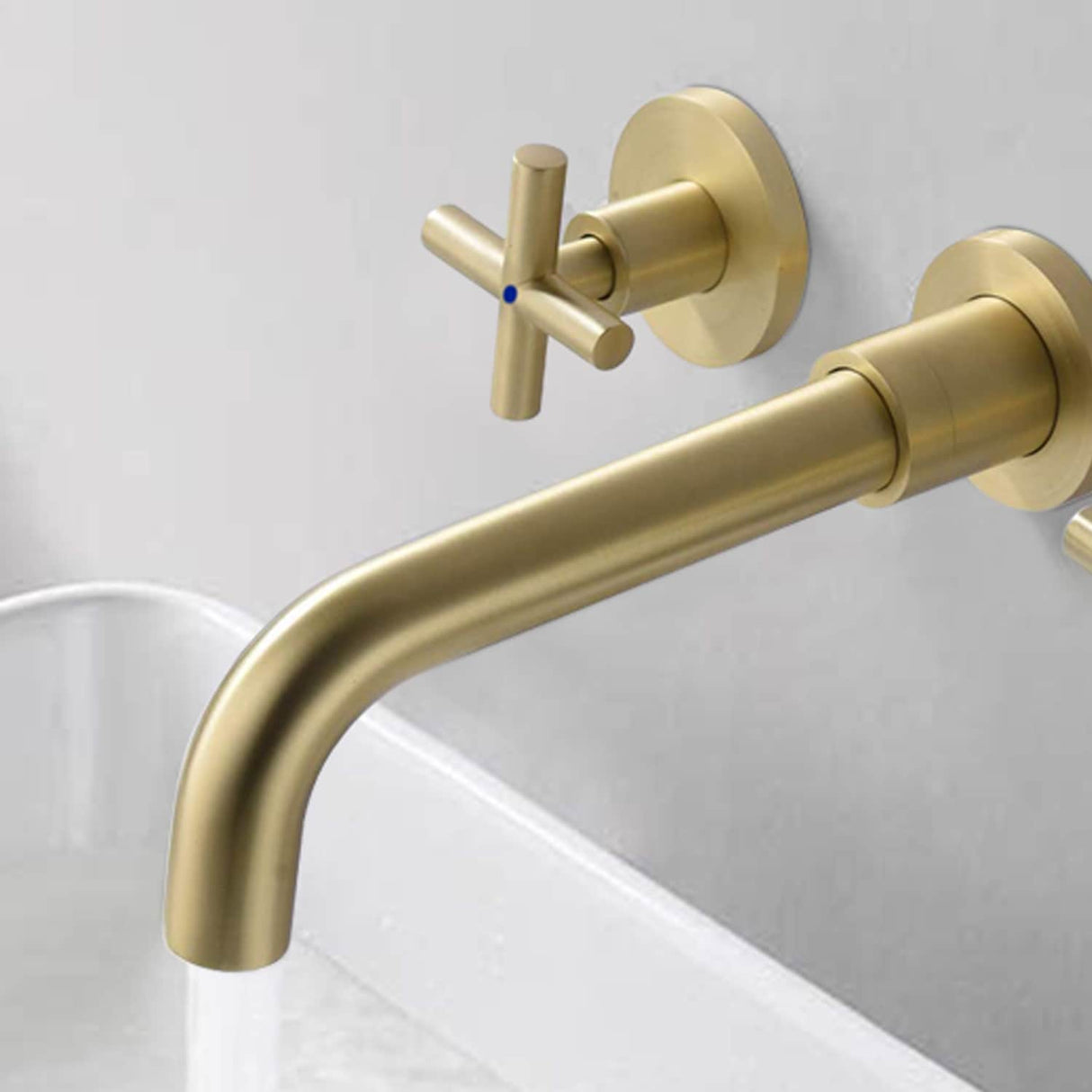 PROOX Double Handle Wall Mounted Bathroom Faucet With Drain Assembly