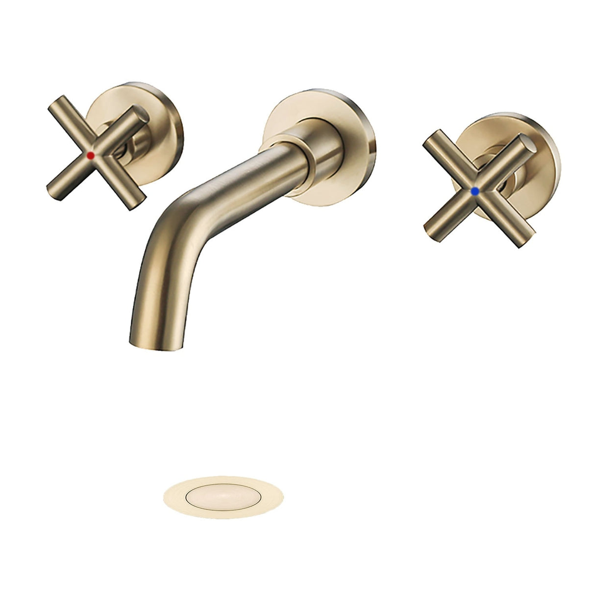 PROOX Double Handle Wall Mounted Bathroom Faucet With Drain Assembly