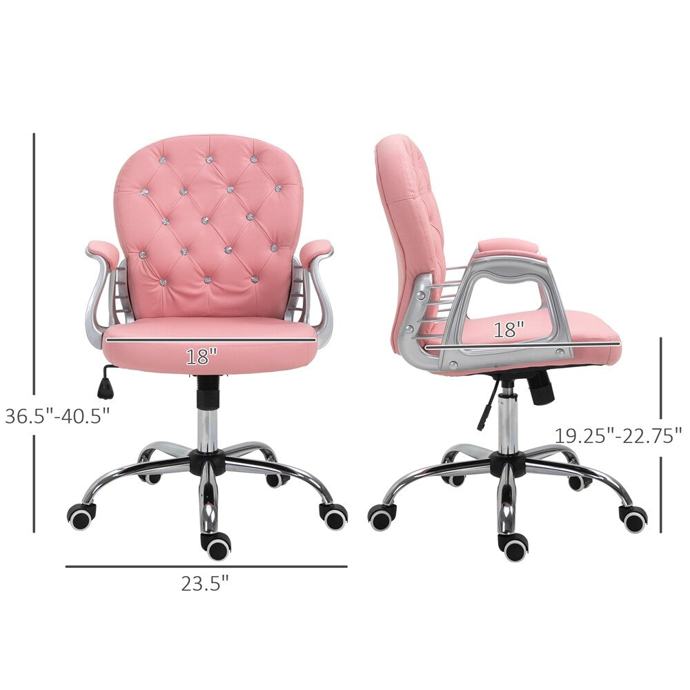 PU Adjustable Height Home Office Chair with Padded Armrests and Wheels - N/A