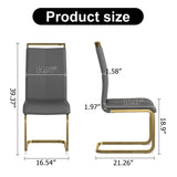 PU Faux Leather High Back Upholstered Side Chair with C-shaped Tube Golden Coating Metal Legs - N/A