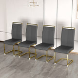 PU Faux Leather High Back Upholstered Side Chair with C-shaped Tube Golden Coating Metal Legs - N/A