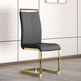 PU Faux Leather High Back Upholstered Side Chair with C-shaped Tube Golden Coating Metal Legs - N/A