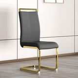 PU Faux Leather High Back Upholstered Side Chair with C-shaped Tube Golden Coating Metal Legs - N/A