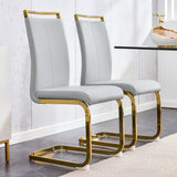 PU Faux Leather High Back Upholstered Side Chair with C-shaped Tube Golden Coating Metal Legs - N/A