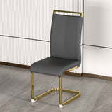PU Faux Leather High Back Upholstered Side Chair with C-shaped Tube Golden Coating Metal Legs - N/A