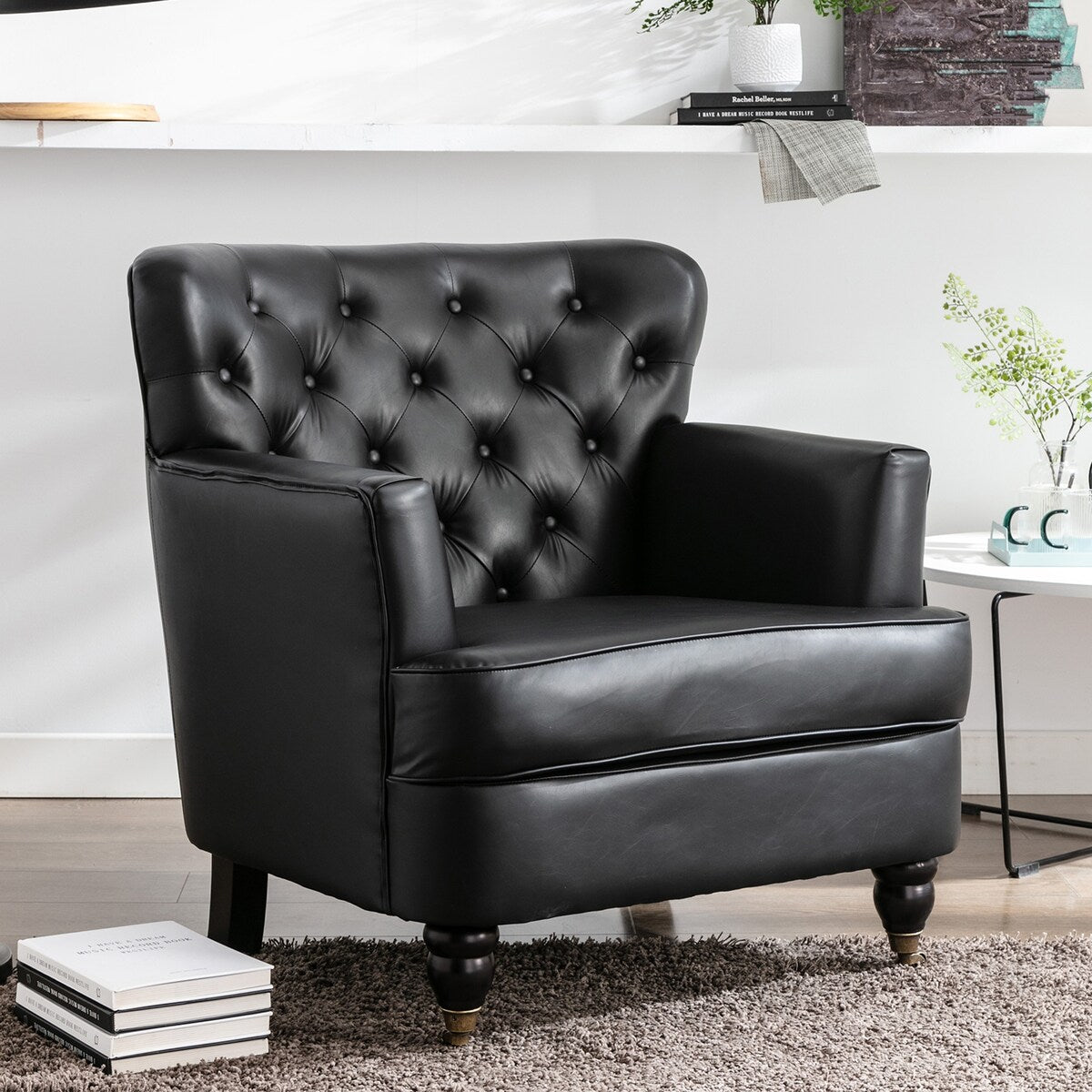 PU Leather Club Chair Black