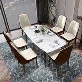 PU Leather Dining Chair Accent Chairs Modern Armless Chairs Side Chairs with Iron Metal Legs for Living Room (Set of 6)