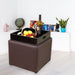 PU Leather Storage Ottoman Cube with Tray, Footrest Stool Seat