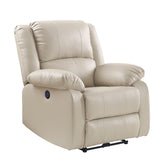Modern Full of Comfort PU Tight Seat Power Sofa Recliner with USB Port for Living Room or Bedroom for Movie, Beige 12