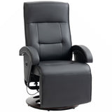 PU Recliner with Footrest, Lounge Chair with 135° Adjustable Backrest, Swivel Wood Base, Padded Seat & Armrests