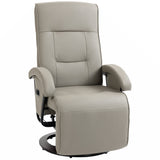 PU Recliner with Footrest, Lounge Chair with 135° Adjustable Backrest, Swivel Wood Base, Padded Seat & Armrests