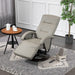 PU Recliner with Footrest, Lounge Chair with 135° Adjustable Backrest, Swivel Wood Base, Padded Seat & Armrests