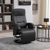 PU Recliner with Footrest, Lounge Chair with 135° Adjustable Backrest, Swivel Wood Base, Padded Seat & Armrests