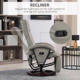 PU Recliner with Footrest, Lounge Chair with 135° Adjustable Backrest, Swivel Wood Base, Padded Seat & Armrests