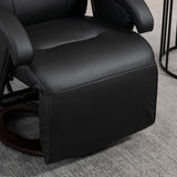 PU Recliner with Footrest, Lounge Chair with 135° Adjustable Backrest, Swivel Wood Base, Padded Seat & Armrests