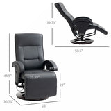 PU Recliner with Footrest, Lounge Chair with 135° Adjustable Backrest, Swivel Wood Base, Padded Seat & Armrests