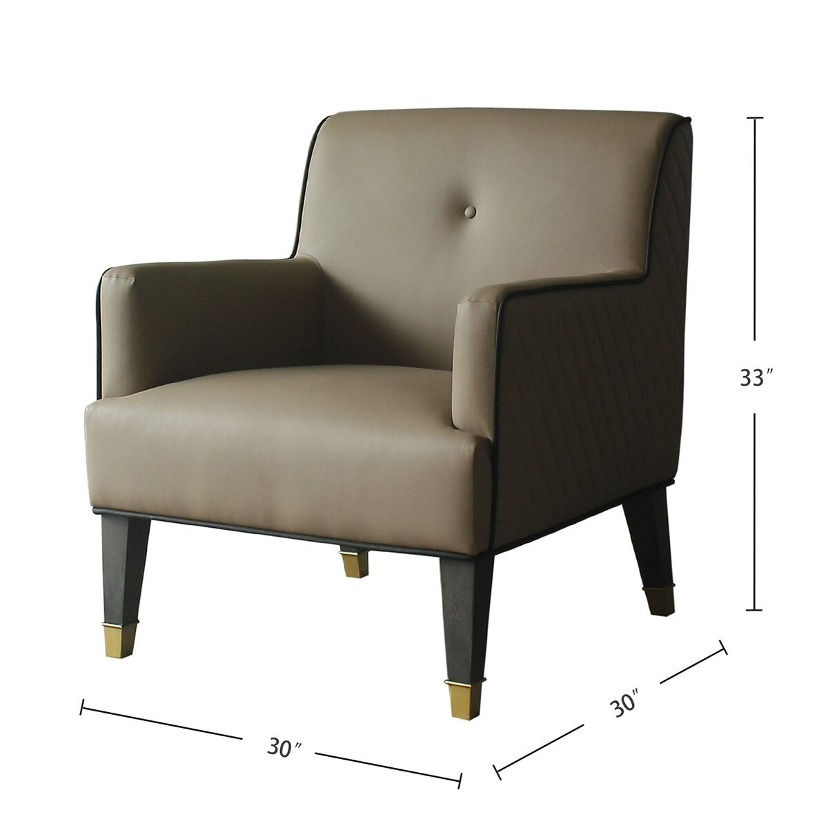 PU Upholstered Accent Chair with 1 Pillow in Tan and Charcoal