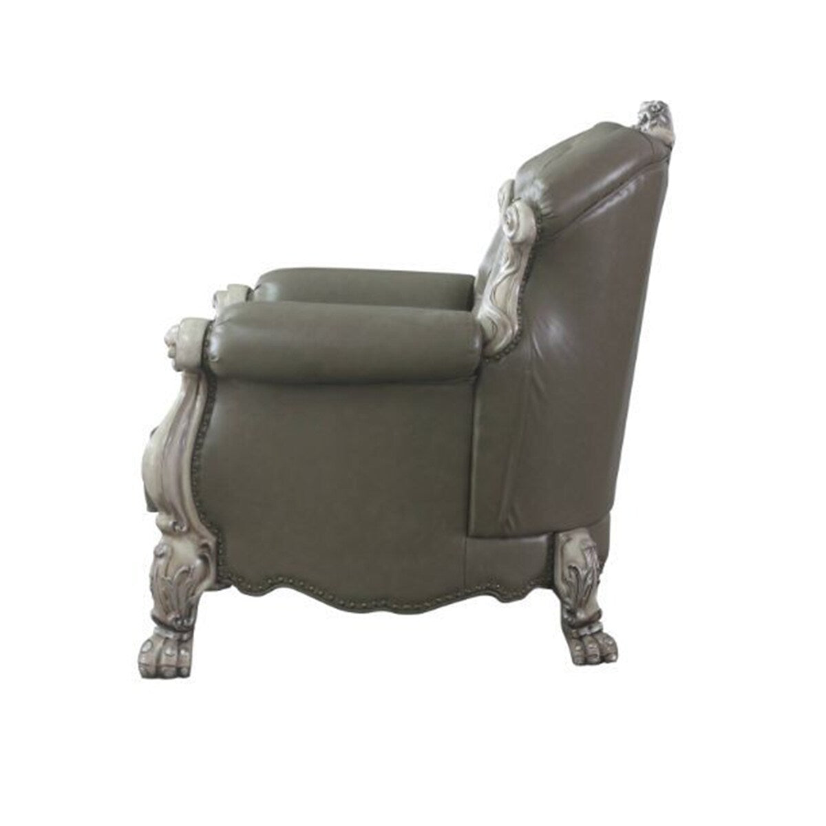 PU Upholstered Chair with 1 Pillow in Vintage Bone White