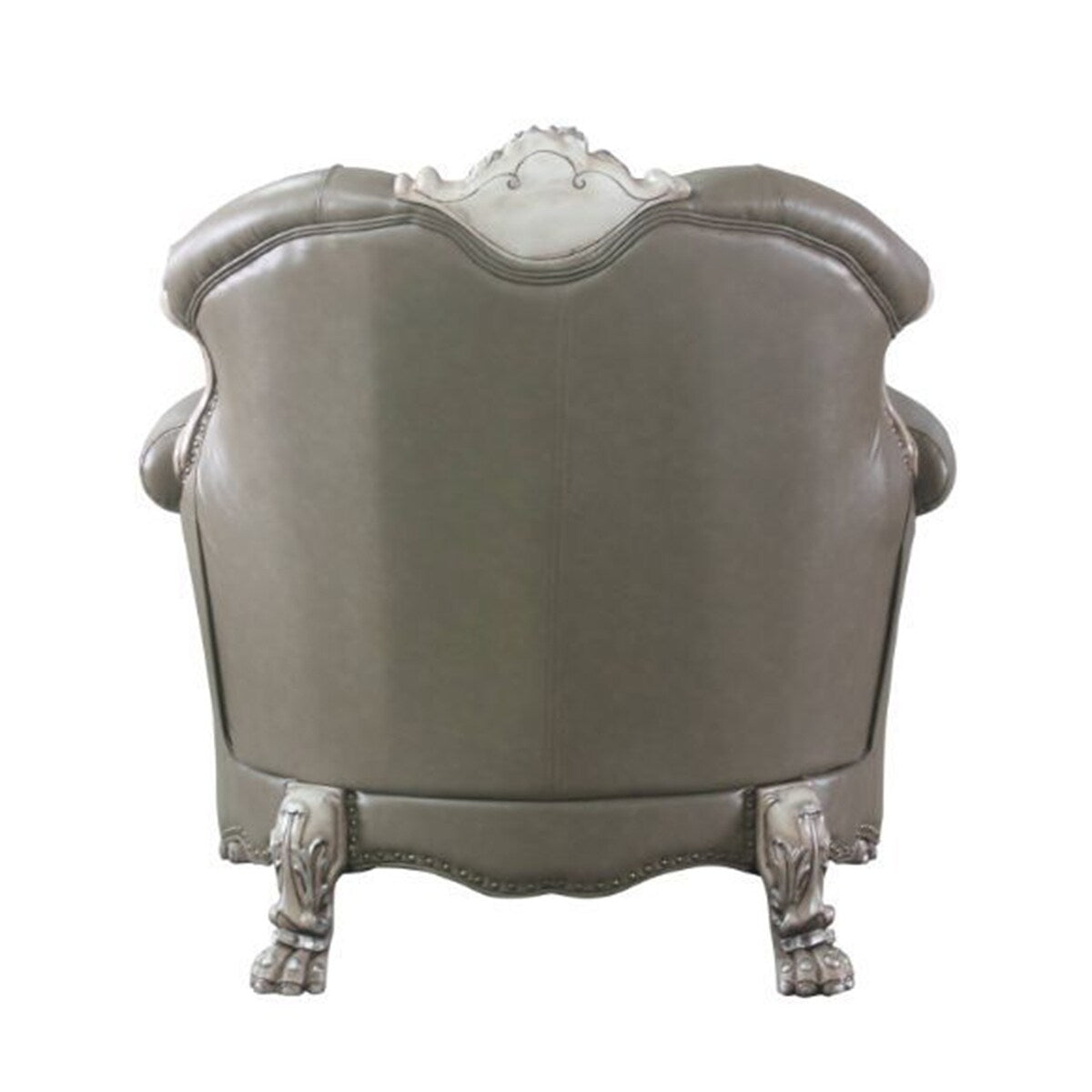 PU Upholstered Chair with 1 Pillow in Vintage Bone White