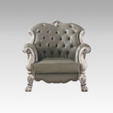 PU Upholstered Chair with 1 Pillow in Vintage Bone White