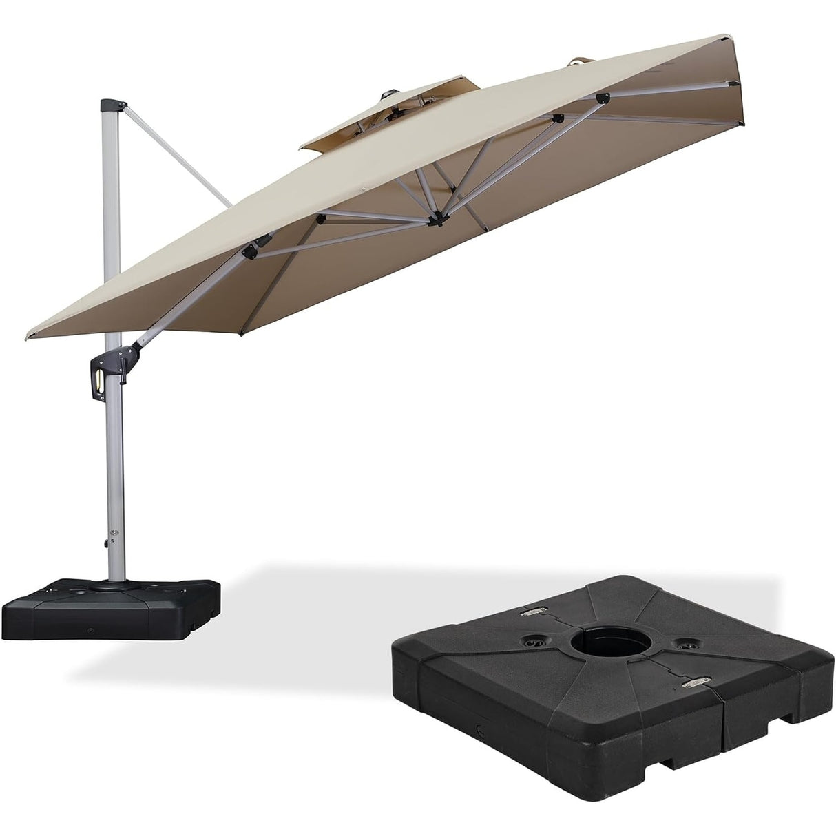PURPLE LEAF 11ft Square Patio Cantilever Umbrella with Base