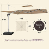 PURPLE LEAF 11ft Square Patio Cantilever Umbrella with Base