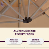 PURPLE LEAF 11ft Square Patio Cantilever Umbrella with Base