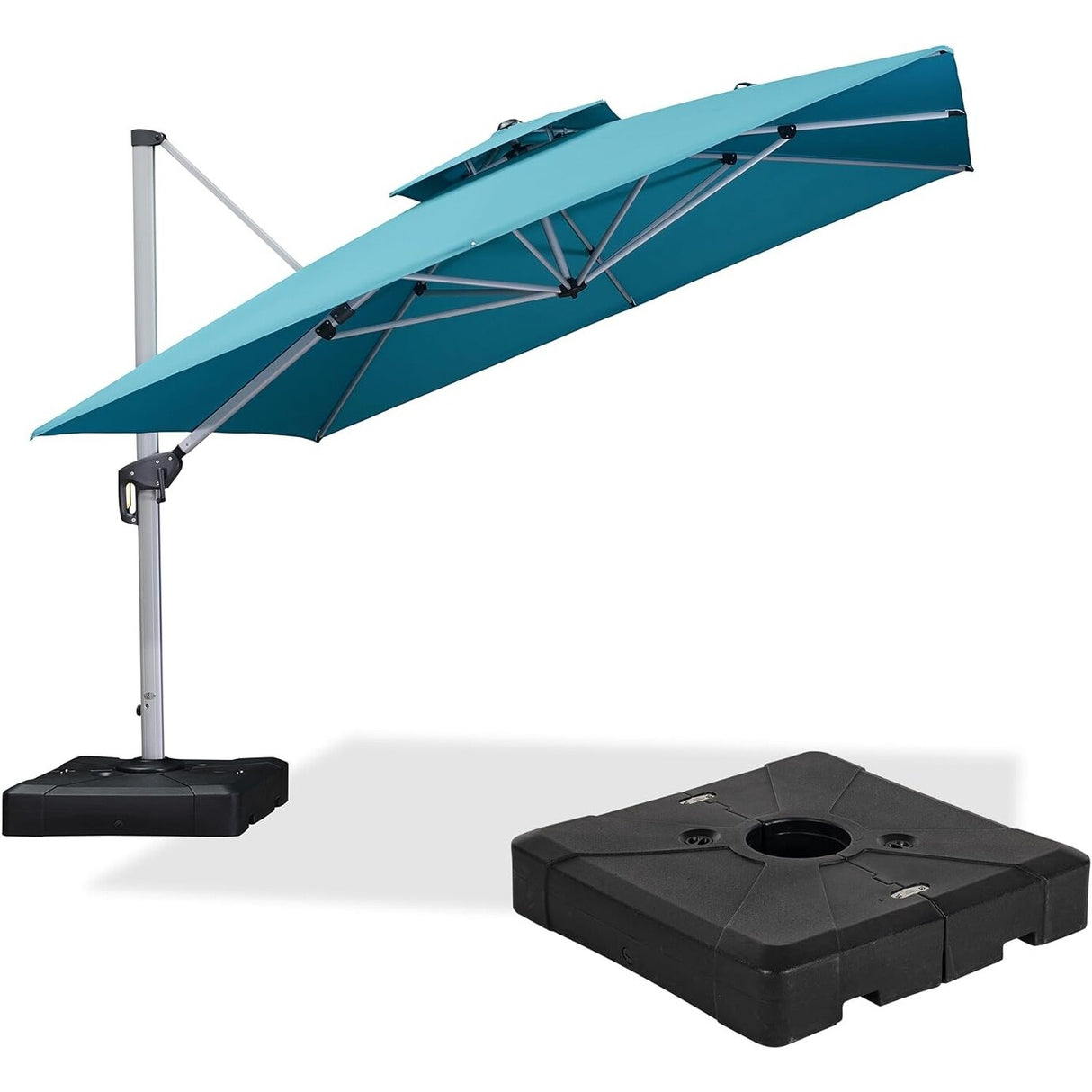 PURPLE LEAF 11ft Square Patio Cantilever Umbrella with Base