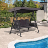PURPLE LEAF Outdoor Patio Porch Swing with Stand, Chair with Adjustable Tilt Canopy All-Weather Steel Frame for Backyard