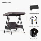 PURPLE LEAF Outdoor Patio Porch Swing with Stand, Chair with Adjustable Tilt Canopy All-Weather Steel Frame for Backyard