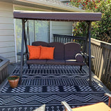 PURPLE LEAF Outdoor Patio Porch Swing with Stand, Chair with Adjustable Tilt Canopy All-Weather Steel Frame for Backyard