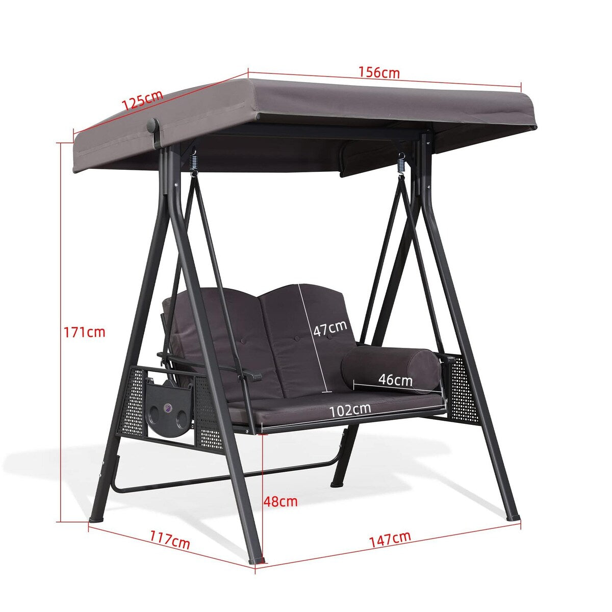 PURPLE LEAF Outdoor Patio Porch Swing with Stand, Chair with Adjustable Tilt Canopy All-Weather Steel Frame for Backyard