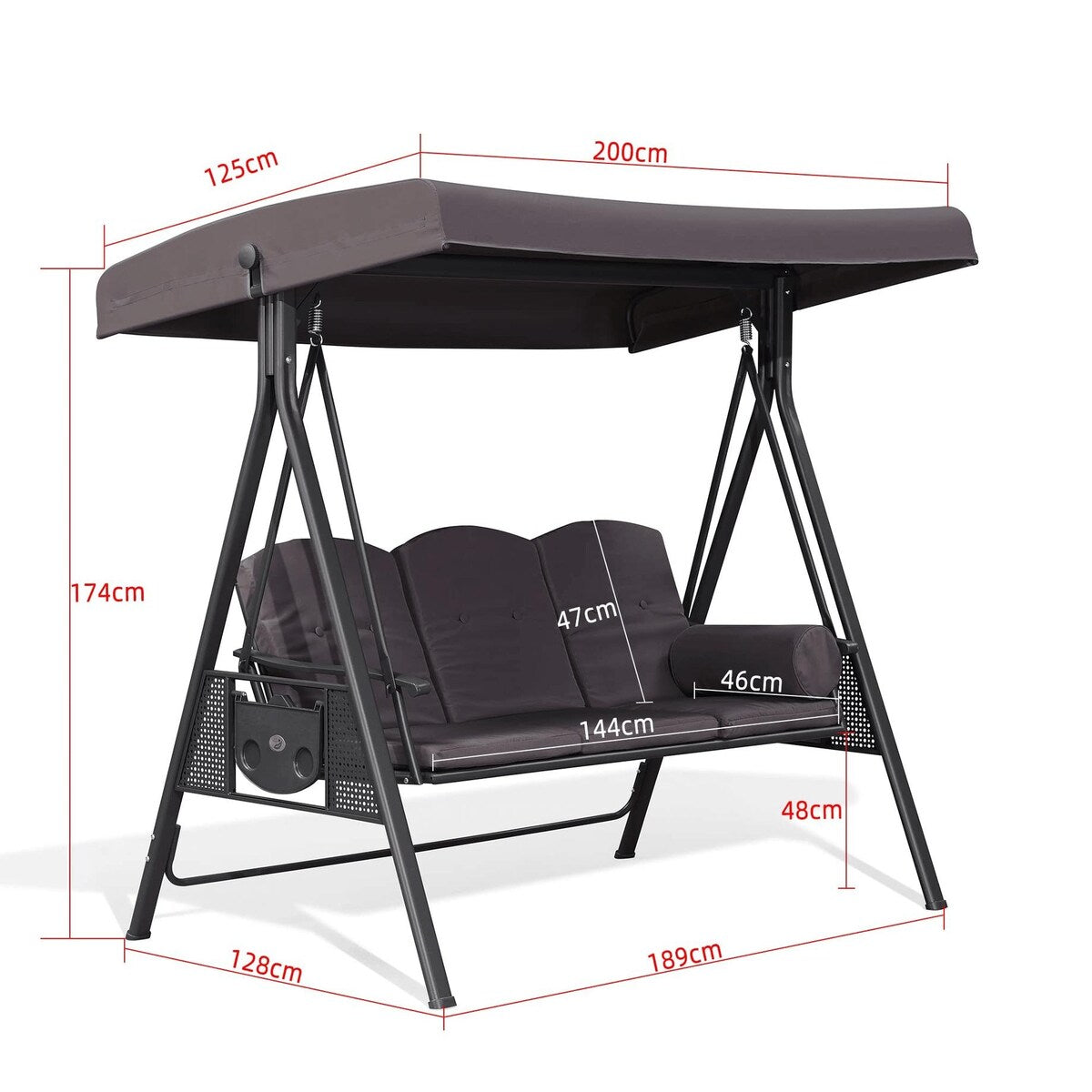 PURPLE LEAF Outdoor Patio Porch Swing with Stand, Chair with Adjustable Tilt Canopy All-Weather Steel Frame for Backyard