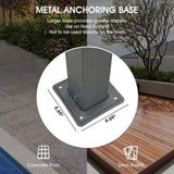 PURPLE LEAF Outdoor Retractable Aluminum Pergola Grey Wood Grain Frame Gazebo w Lights