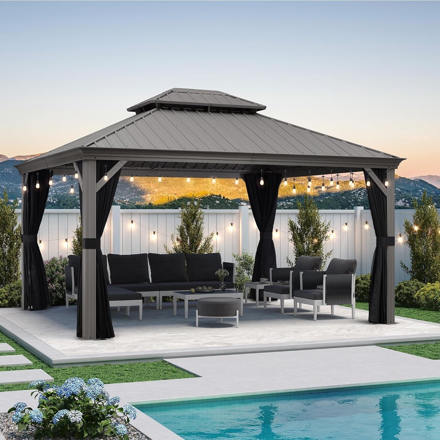 【Adul】PATIO PURPLE LEAF Patio Gazebo for Backyard Hardtop Galvanized