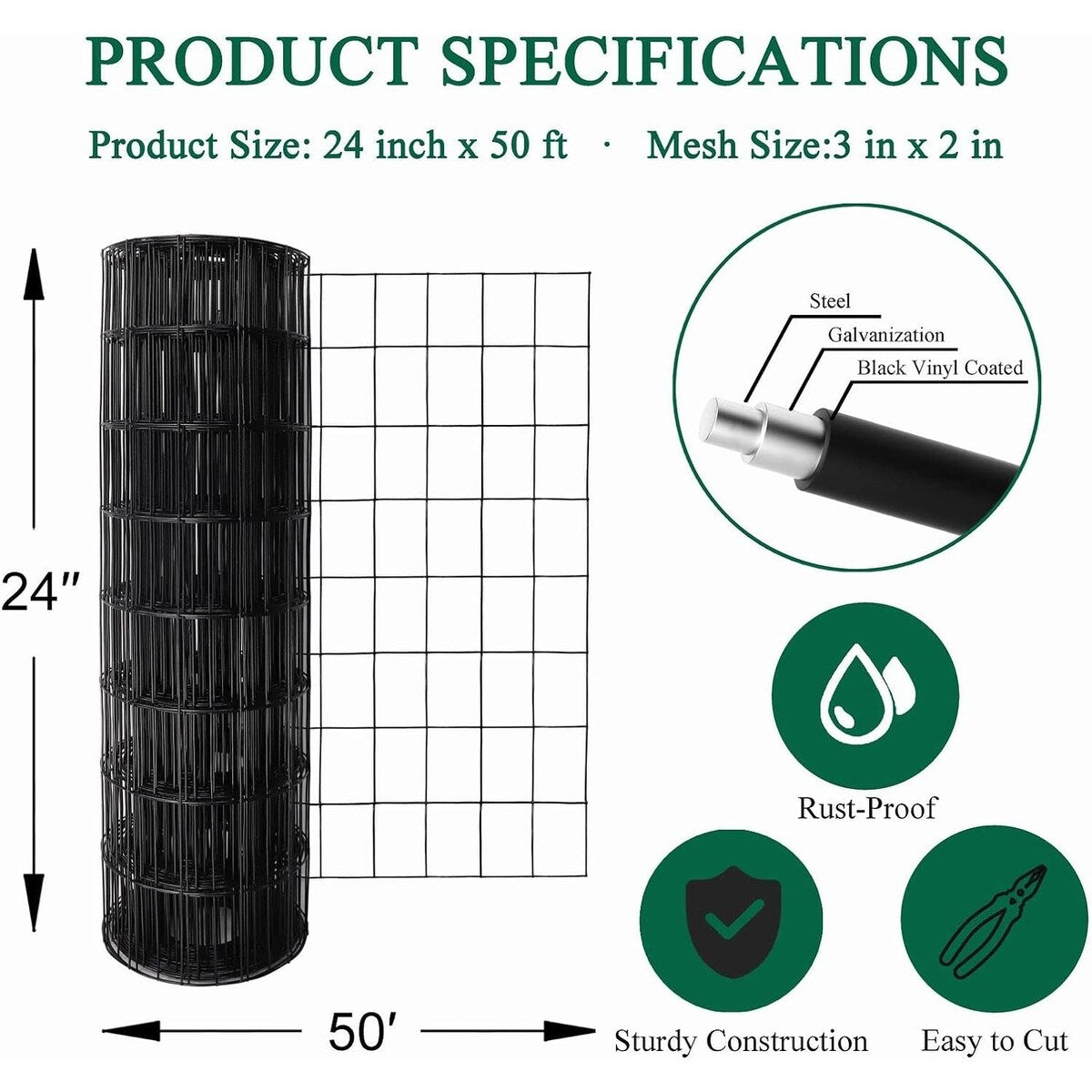 PVC Coated Welded Wire Fence,Garden Border Fencing Metal Wire Mesh for Yard Vegetable Plant Protection Poultry Netting