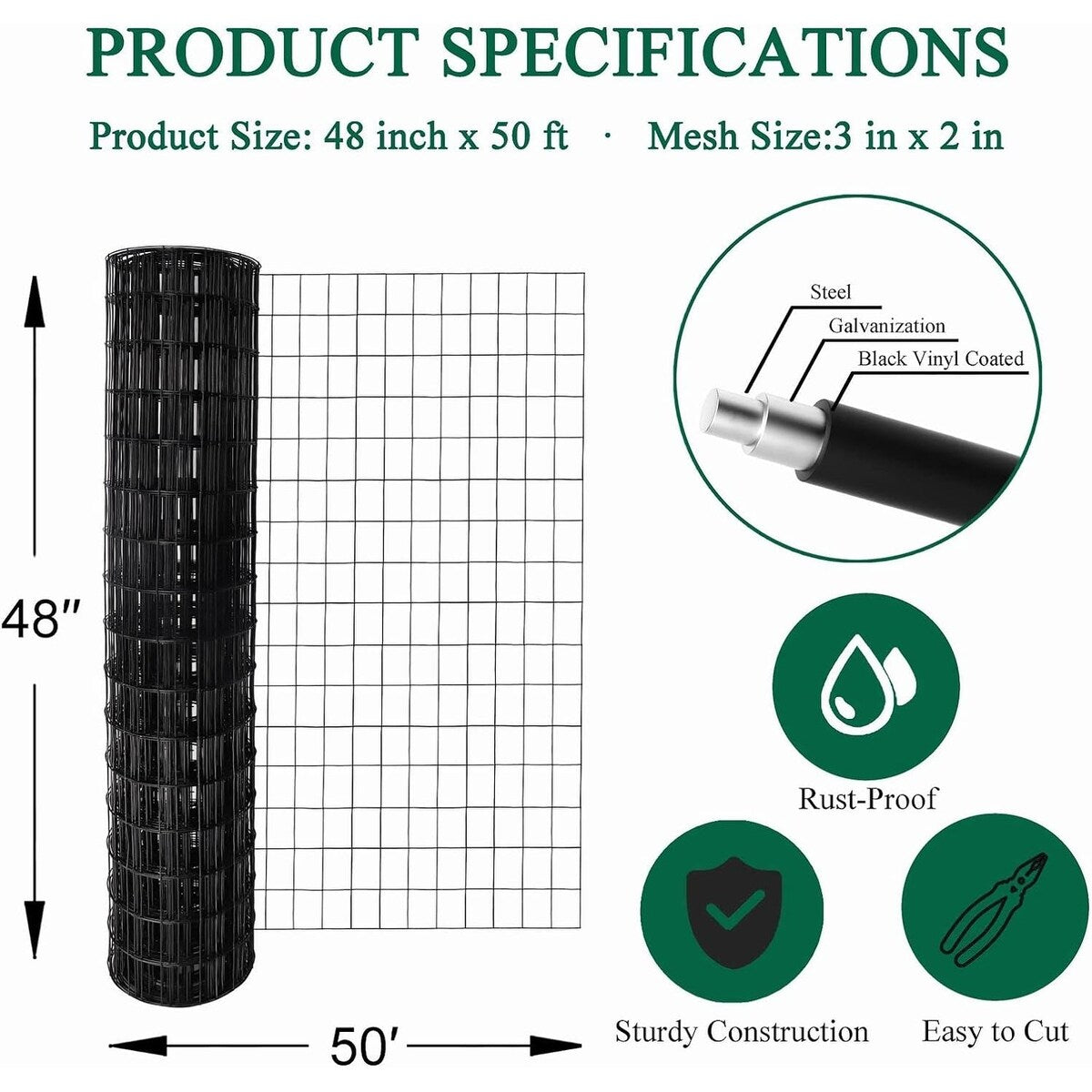 PVC Coated Welded Wire Fence,Garden Border Fencing Metal Wire Mesh for Yard Vegetable Plant Protection Poultry Netting